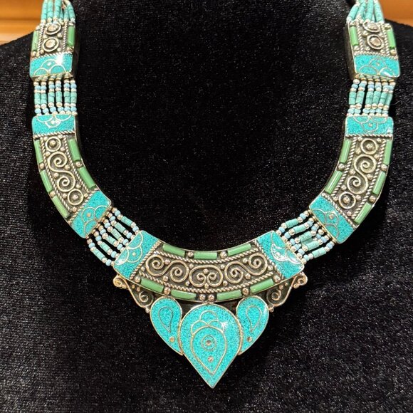 Handmade Tibetan Beaded Necklaces.  Various sizes, stones, and designs available - Picture 7 of 14